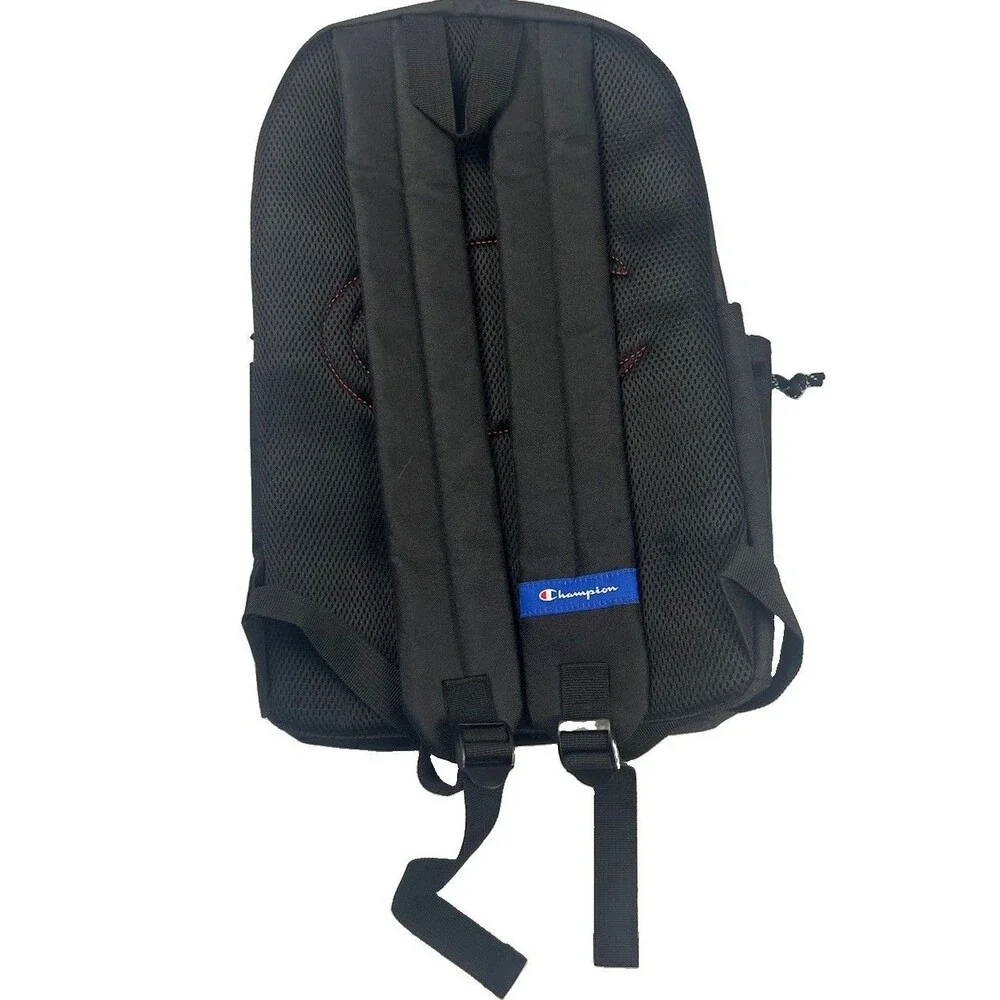 Champion Black Backpack Big Script Logo School Travel Bookbag Laptop Sleeve